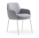 Calypso 4 Leg, White base, Grey Fabric seat, front angle