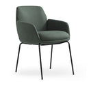 Calypso 4 Leg, Black base, Olive Fabric seat, front angle