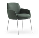 Calypso 4 Leg, White base, Olive Fabric seat, front angle