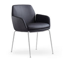 Calypso 4 Leg, White base, Black PU seat, front angle