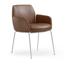 Calypso 4 Leg, White base, Mahogany PU seat, front angle
