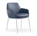 Calypso 4 Leg, White base, Navy PU seat, front angle