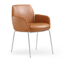 Calypso 4 Leg, White base, Tan PU seat, front angle