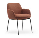 Calypso 4 Leg, Black base, Terracotta Fabric seat, front angle