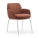 Calypso 4 Leg, White base, Terracotta Fabric seat, front angle