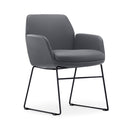 Calypso Sled, black base, Charcoal PU seat, front angle