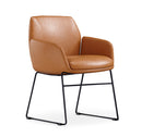 Calypso Sled, black base, Tan PU seat, front angle