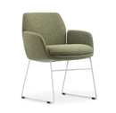 Calypso Sled, white base, Bayleaf seat, front angle