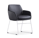 Calypso Sled, white base, Black PU seat, front angle
