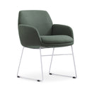 Calypso Sled, white base, Olive Green seat, front angle