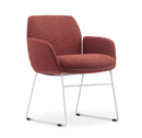 Calypso Sled, white base, Sangria seat, front angle
