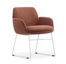 Calypso Sled, white base, Terracotta seat, front angle