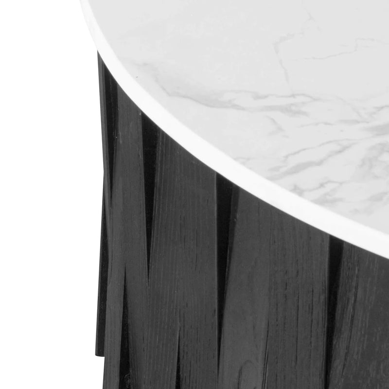 Porcelain Round marble Coffee Table - Black