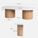 1.3m Marble Top Oval Coffee Table - Natural