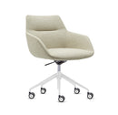 Dahlia 5 Star Plus, White base, Sand Fabric seat, front angle