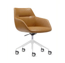 Dahlia 5 Star Plus, White base, Tan PU seat, front angle