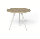 K2 Round Table 900 white frame natural oak top