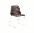 LAYLA Sled, Chestnut PU full upholstery, white base, front angle