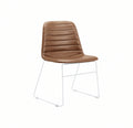 LAYLA Sled, Mahogany PU full upholstery, white base, front angle