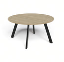 Linear Round Table natural oak top black frame