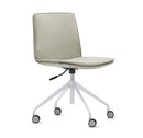 Real 4 Star, White base, Light Bone Swirl PU seat, front angle