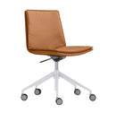 Real 5 Star Plus, White base, Tan PU seat, front angle