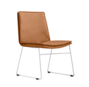 Real Sled, White base, Tan PU seat, front angle