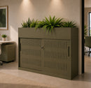 Sliding Door Credenza Cabinet with planter